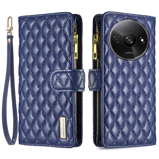 BINFEN COLOR BF Style-15 For Xiaomi Redmi A3 Case Zipper Flip Shockproof Leather Phone Cover