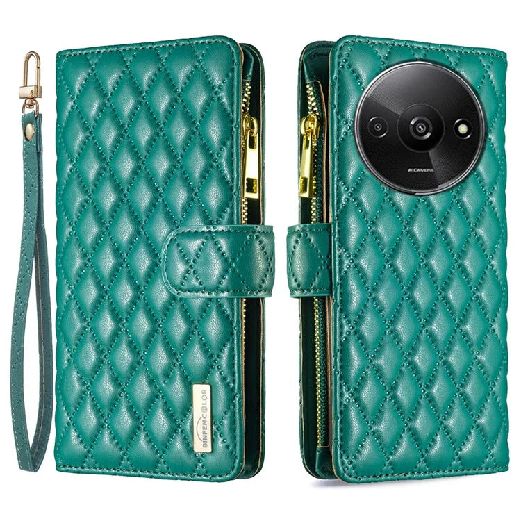 BINFEN COLOR BF Style-15 For Xiaomi Redmi A3 Case Zipper Flip Shockproof Leather Phone Cover