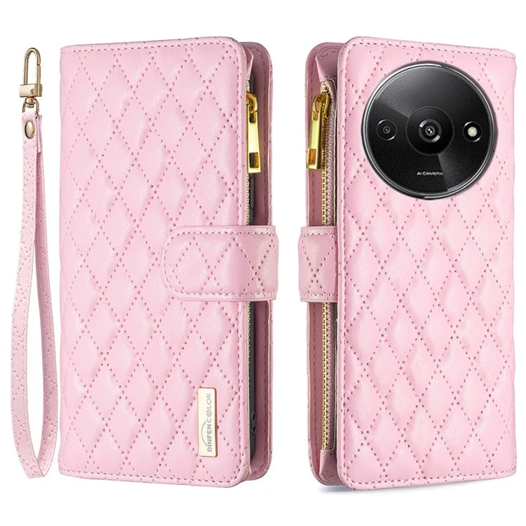 BINFEN COLOR BF Style-15 For Xiaomi Redmi A3 Case Zipper Flip Shockproof Leather Phone Cover