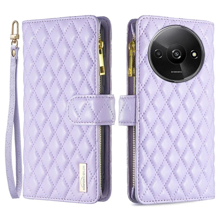 BINFEN COLOR BF Style-15 For Xiaomi Redmi A3 Case Zipper Flip Shockproof Leather Phone Cover