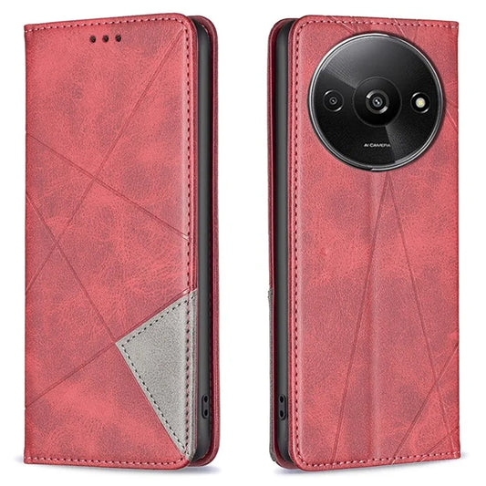For Xiaomi Redmi A3 Case with Card Slots PU Leather Rhombus Phone Cover