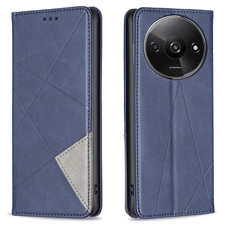 For Xiaomi Redmi A3 Case with Card Slots PU Leather Rhombus Phone Cover
