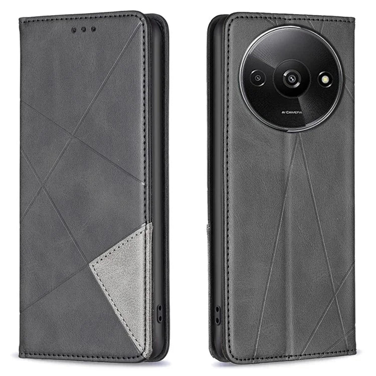 For Xiaomi Redmi A3 Case with Card Slots PU Leather Rhombus Phone Cover
