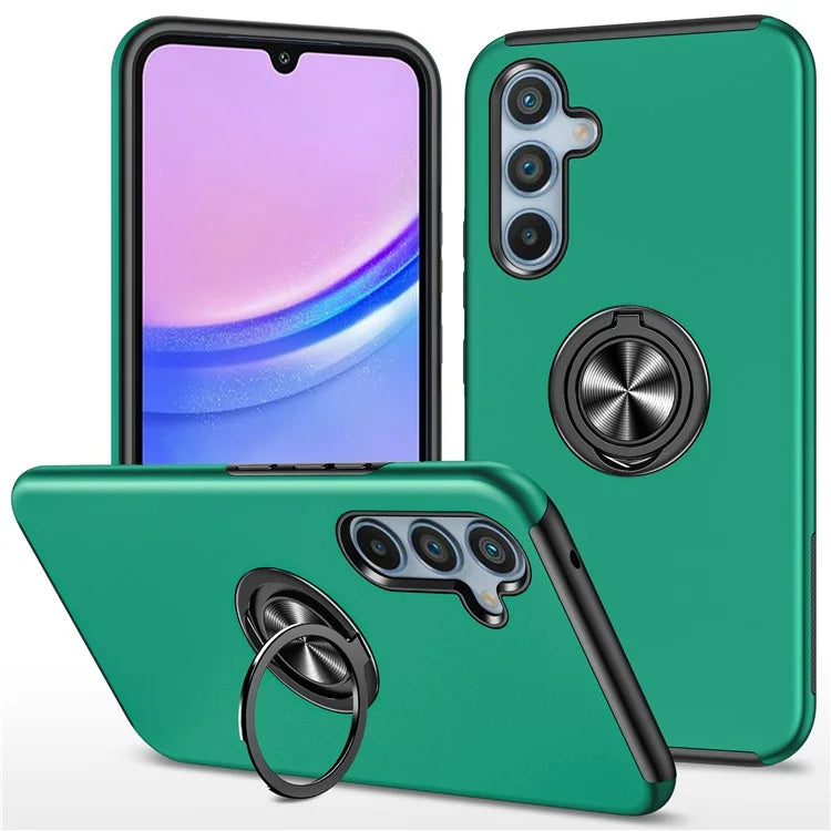 For Samsung Galaxy A15 4G / A15 5G Slim Case PC+TPU Kickstand Phone Coverish Green