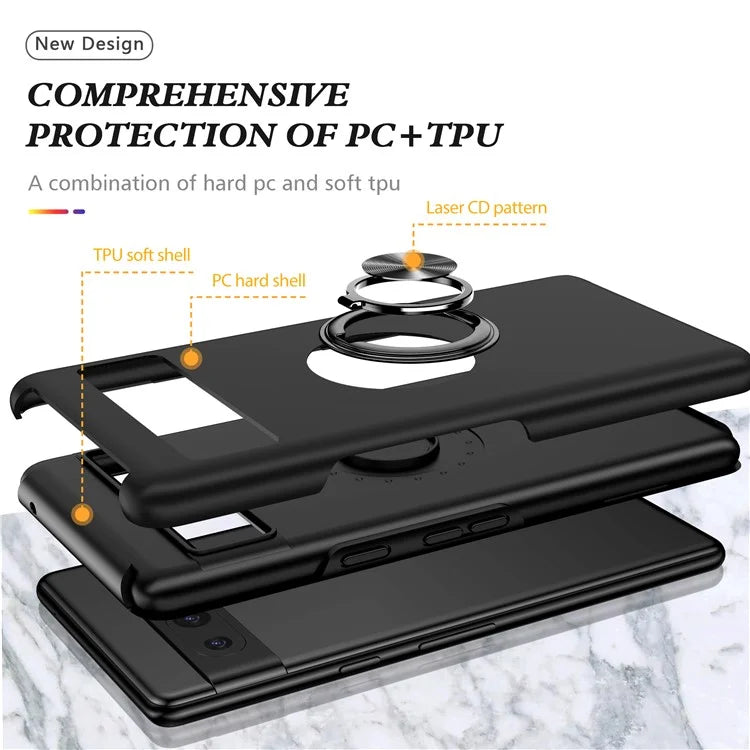 For Google Pixel 8a Shockproof Case PC+TPU Phone Cover with Kickstand