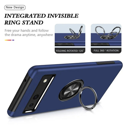 For Google Pixel 8a Shockproof Case PC+TPU Phone Cover with Kickstand