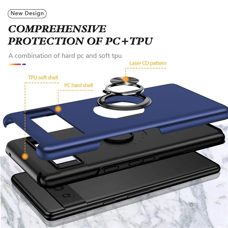 For Google Pixel 8a Shockproof Case PC+TPU Phone Cover with Kickstand