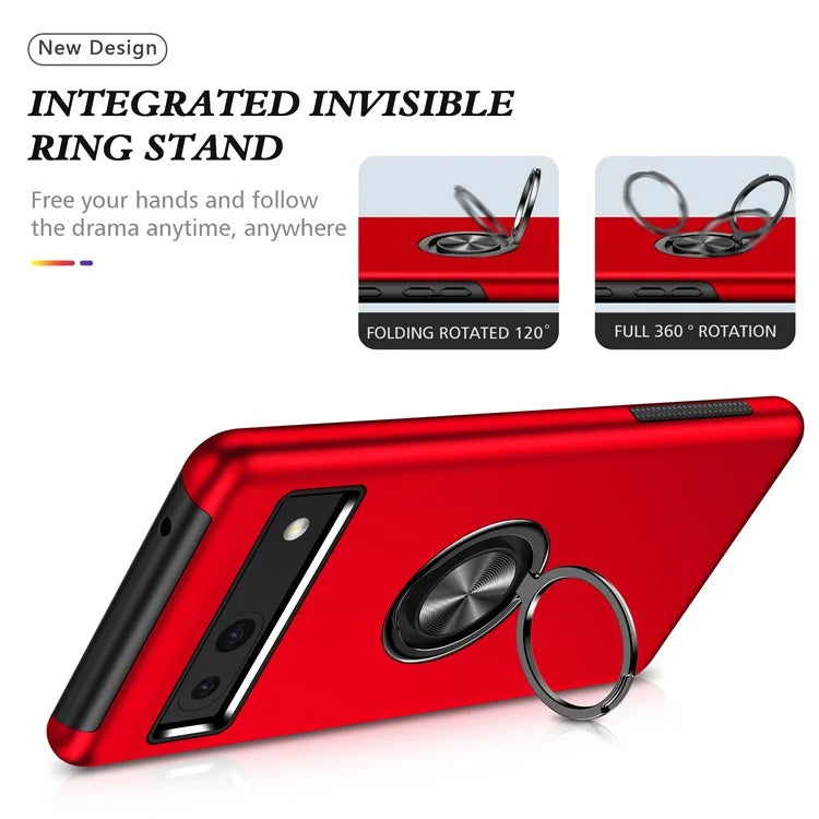 For Google Pixel 8a Shockproof Case PC+TPU Phone Cover with Kickstand