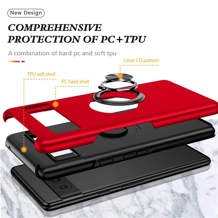 For Google Pixel 8a Shockproof Case PC+TPU Phone Cover with Kickstand