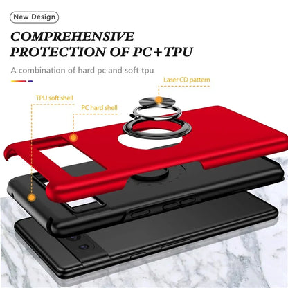 For Google Pixel 8a Shockproof Case PC+TPU Phone Cover with Kickstand