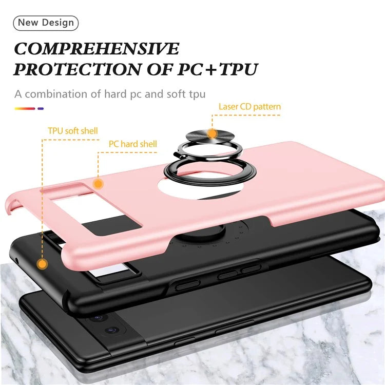 For Google Pixel 8a Shockproof Case PC+TPU Phone Cover with Kickstand