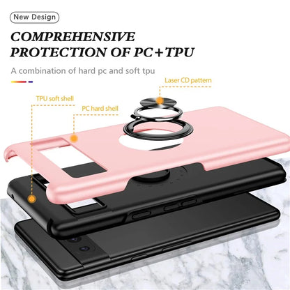 For Google Pixel 8a Shockproof Case PC+TPU Phone Cover with Kickstand