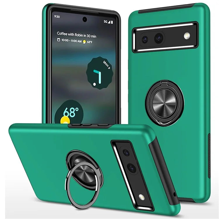 For Google Pixel 8a Shockproof Case PC+TPU Phone Cover with Kickstandish Green