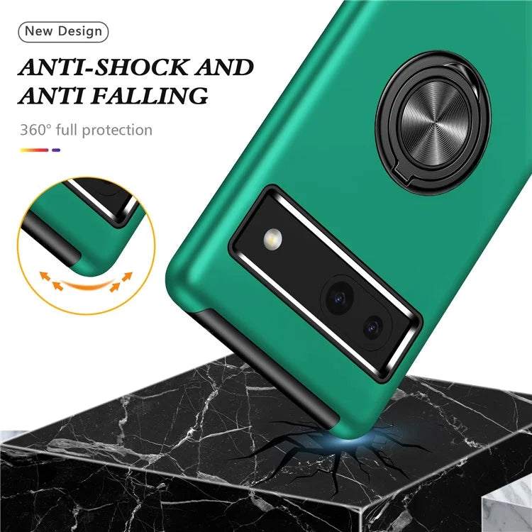 For Google Pixel 8a Shockproof Case PC+TPU Phone Cover with Kickstandish Green