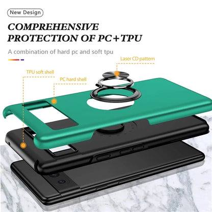 For Google Pixel 8a Shockproof Case PC+TPU Phone Cover with Kickstandish Green