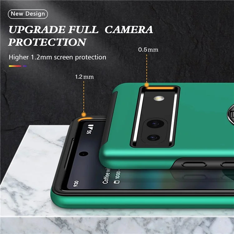 For Google Pixel 8a Shockproof Case PC+TPU Phone Cover with Kickstandish Green