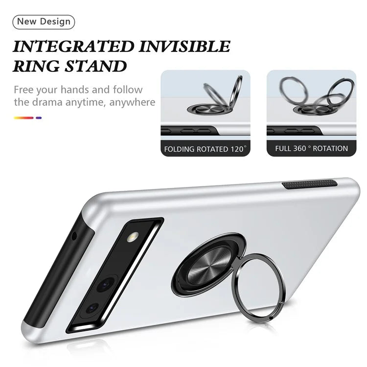For Google Pixel 8a Shockproof Case PC+TPU Phone Cover with Kickstand