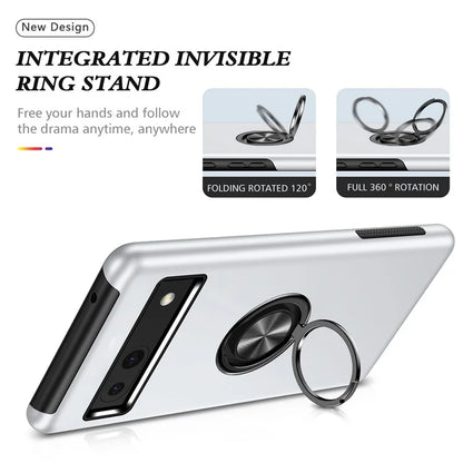 For Google Pixel 8a Shockproof Case PC+TPU Phone Cover with Kickstand