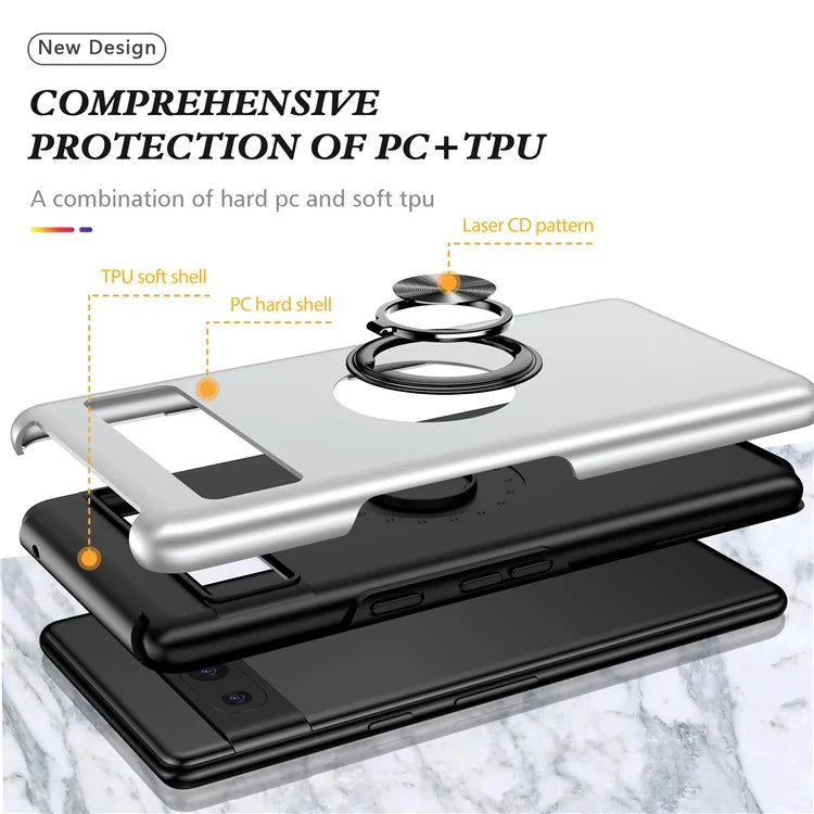 For Google Pixel 8a Shockproof Case PC+TPU Phone Cover with Kickstand