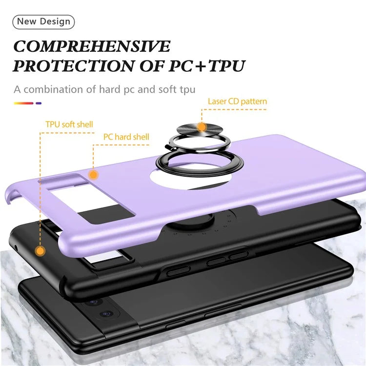 For Google Pixel 8a Shockproof Case PC+TPU Phone Cover with Kickstand