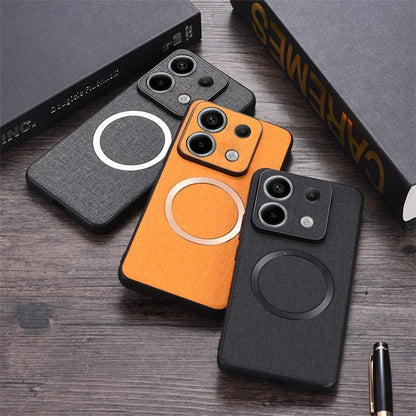 For Xiaomi Redmi Note 13 Pro 5G / Poco X6 5G Cell Phone Case Cloth Texture Cover Compatible with MagSafe
