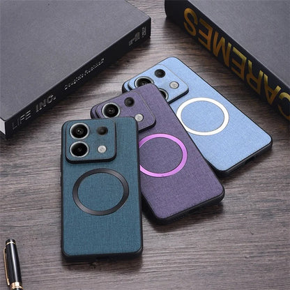For Xiaomi Redmi Note 13 Pro 5G / Poco X6 5G Cell Phone Case Cloth Texture Cover Compatible with MagSafe