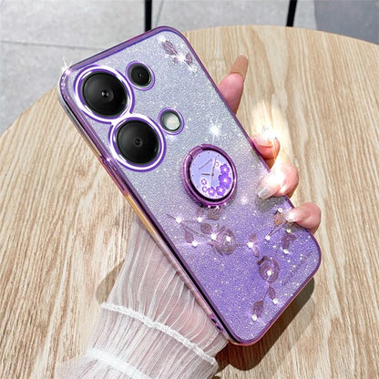 KADEM For Xiaomi Redmi Note 13 Pro 5G / Poco X6 5G Case Rhinestone Flower Ring Kickstand TPU Phone Cover