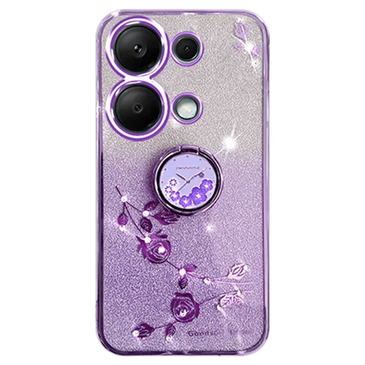 KADEM For Xiaomi Redmi Note 13 5G Cell Phone Case Glitter TPU Cover with Ring Kickstand