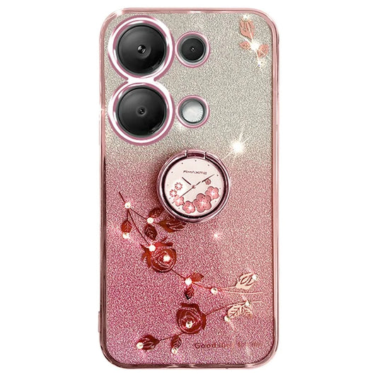 KADEM For Xiaomi Redmi Note 13 4G Cell Phone Case Glitter Gradient Ring Kickstand TPU Cover