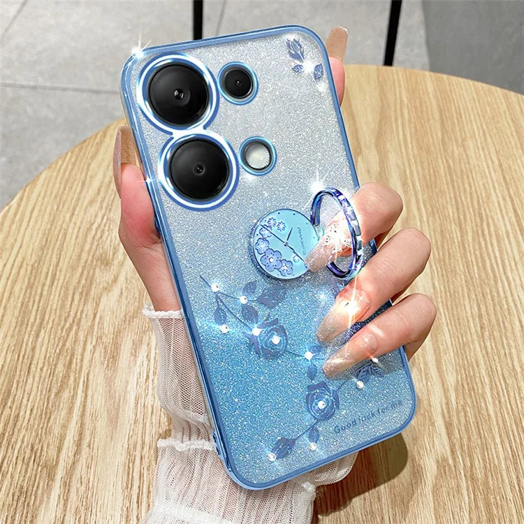 KADEM For Xiaomi Redmi Note 13 4G Cell Phone Case Glitter Gradient Ring Kickstand TPU Cover