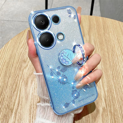 KADEM For Xiaomi Redmi Note 13 4G Cell Phone Case Glitter Gradient Ring Kickstand TPU Cover