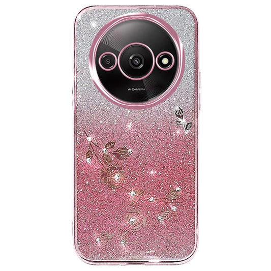 KADEM For Xiaomi Redmi A3 Glitter Flower Case Rhinestone Decor Flexible TPU Phone Cover