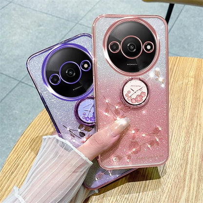 KADEM For Xiaomi Redmi A3 TPU Case Rhinestone Flower Back Cover Ring Kickstand