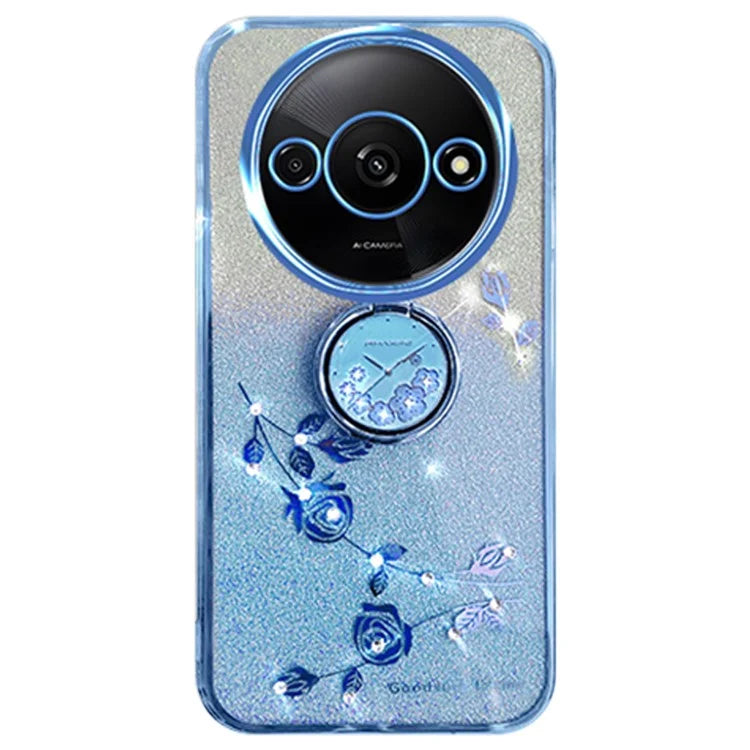 KADEM For Xiaomi Redmi A3 TPU Case Rhinestone Flower Back Cover Ring Kickstand