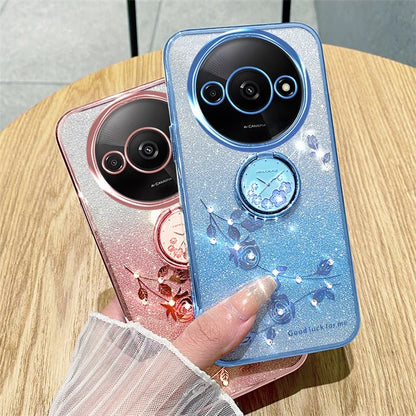 KADEM For Xiaomi Redmi A3 TPU Case Rhinestone Flower Back Cover Ring Kickstand
