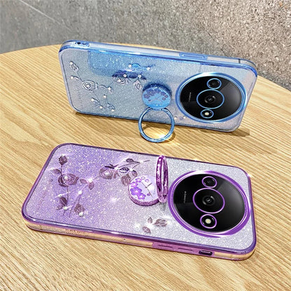 KADEM For Xiaomi Redmi A3 TPU Case Rhinestone Flower Back Cover Ring Kickstand
