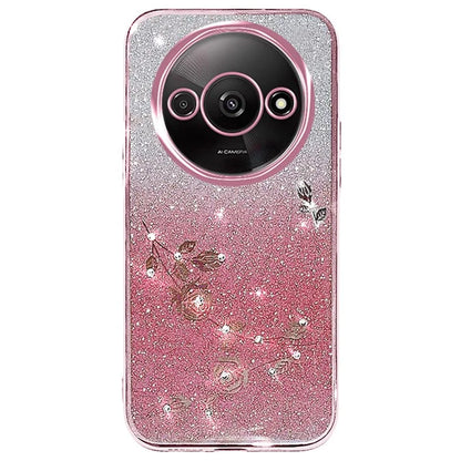 KADEM For Xiaomi Redmi A3 Case Soft TPU Flower Glitter Rhinestone Phone Cover with Lanyard