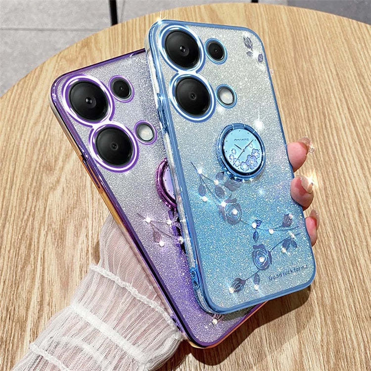 KADEM For Xiaomi Redmi Note 13 Pro 4G / Poco M6 Pro 4G Phone Case Rhinestone Decor Ring Kickstand TPU Cover