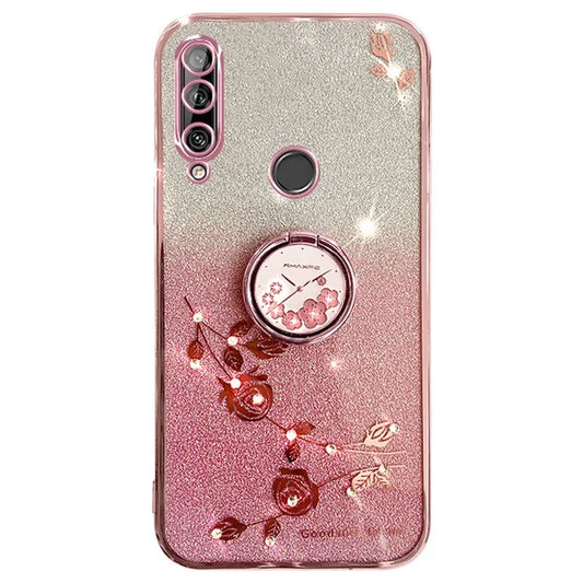 KADEM For Huawei Enjoy 10 Plus	Kickstand Case Rhinestone Flower TPU Phone Cover