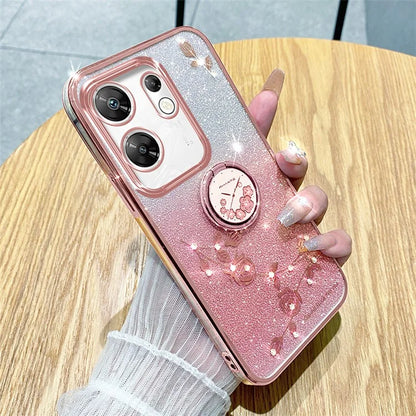 KADEM For Transsion Infinix Zero 30 4G TPU Case Rhinestone Flower Kickstand Phone Cover