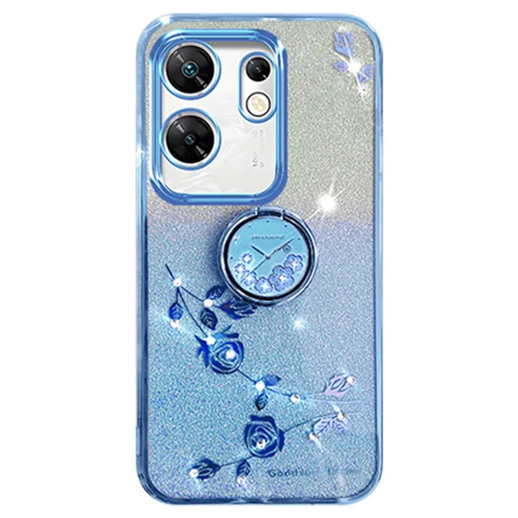 KADEM For Transsion Infinix Zero 30 4G TPU Case Rhinestone Flower Kickstand Phone Cover