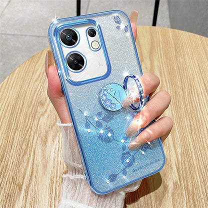 KADEM For Transsion Infinix Zero 30 4G TPU Case Rhinestone Flower Kickstand Phone Cover