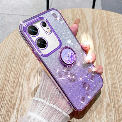 KADEM For Transsion Infinix Zero 30 4G TPU Case Rhinestone Flower Kickstand Phone Cover
