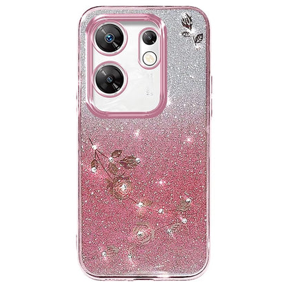 KADEM For Transsion Infinix Zero 30 4G Case with Lanyard Rhinestone Flower Glitter TPU Cover