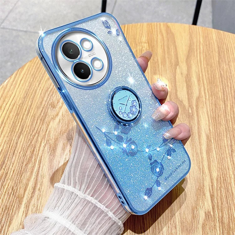 KADEM For vivo S18e 5G TPU Case Rhinestone Flower Kickstand Phone Cover