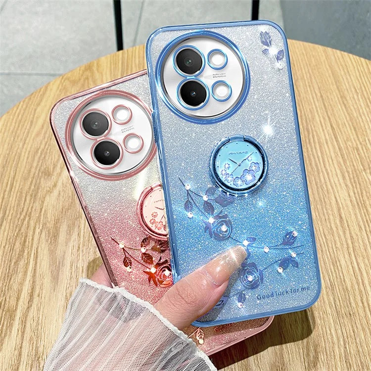 KADEM For vivo S18e 5G TPU Case Rhinestone Flower Kickstand Phone Cover