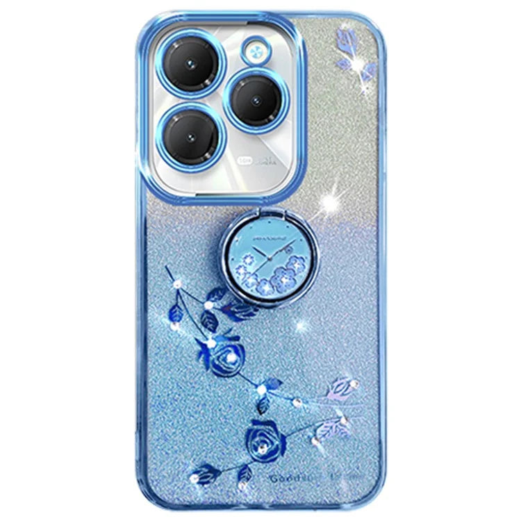 KADEM For Transsion Infinix Hot 40 / 40 Pro Phone Case Rhinestone Flower TPU Kickstand Cover