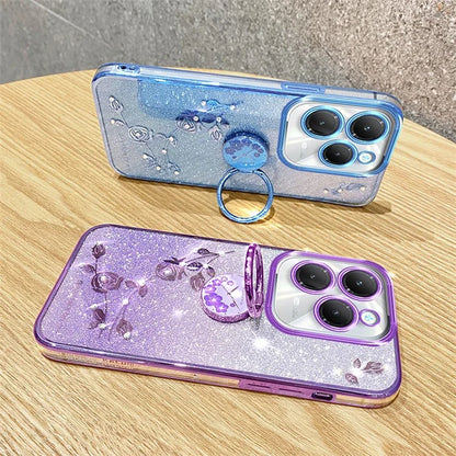 KADEM For Transsion Infinix Hot 40 / 40 Pro Phone Case Rhinestone Flower TPU Kickstand Cover