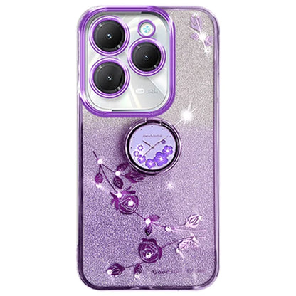KADEM For Transsion Infinix Hot 40 / 40 Pro Phone Case Rhinestone Flower TPU Kickstand Cover