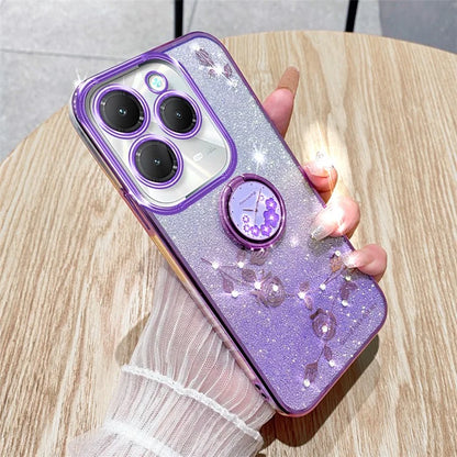 KADEM For Transsion Infinix Hot 40 / 40 Pro Phone Case Rhinestone Flower TPU Kickstand Cover